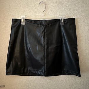 H&M Black Faux Leather Mini Skirt